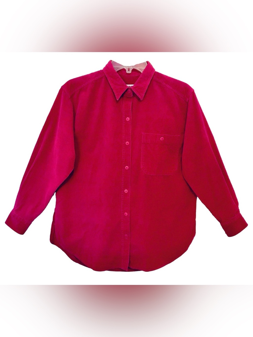 Merona Vintage Womens S Cranberry Pinwale Corduroy Long Sleeve Button Up Shirt